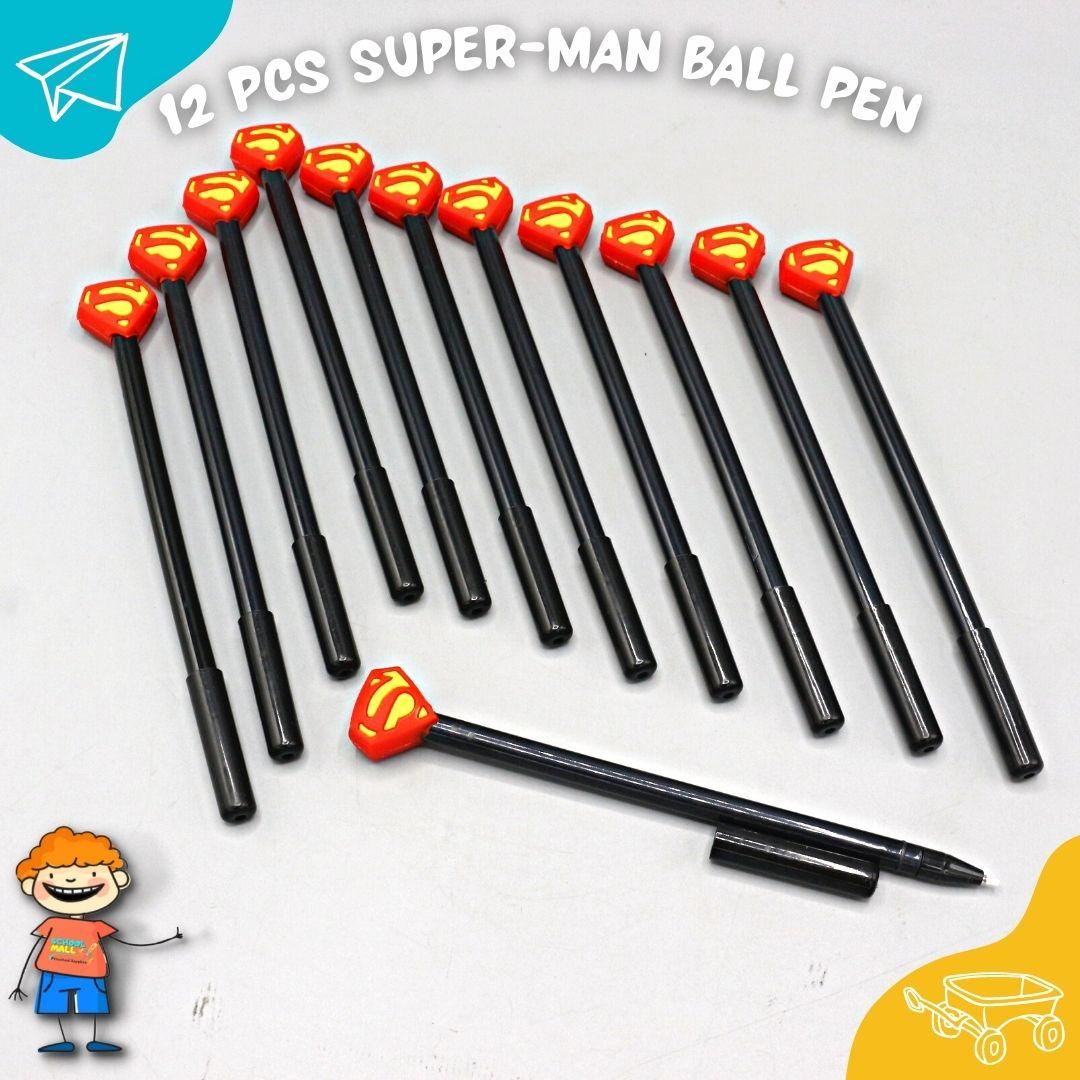 12 Pcs SuperMan Ball Pen School Mall Educational Toys Preschool
