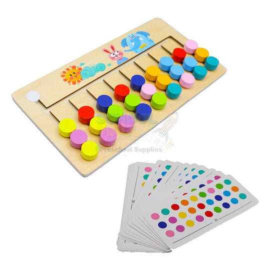 Montessori Slide Puzzle Wooden 9 Colors Game