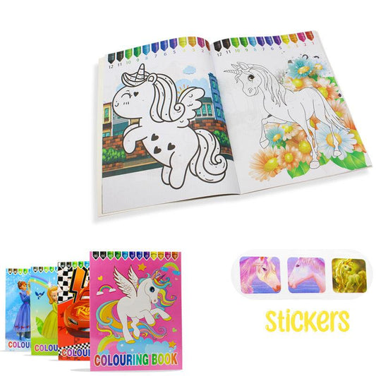 Cartoon Coloring Book with Stickers