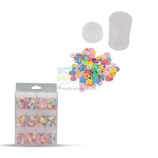 12 Pcs Flower Styles Sprinkles & Nail Art Set of 2