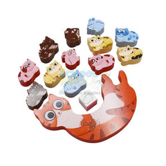 14 Pcs Wooden Kitten Balance Game