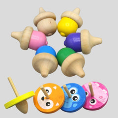 17 PCs Wooden Spinning Top