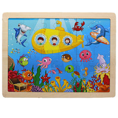 24 PCs Wooden Jigsaw Puzzle Board