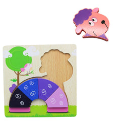 3D Shapes Wooden Board Small(Round Shape Animals)