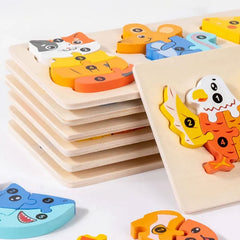3D Animal Food Chain Wooden Puzzle Board
