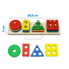 4 Column Wooden Shape Sorting & Stacking Toy