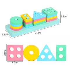 4 Column Colorful Wooden Toy - Rectangle A-11