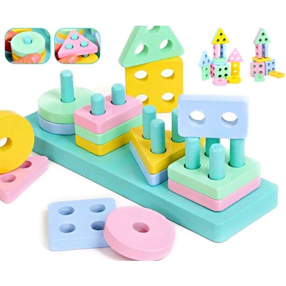 4 Column Colorful Wooden Toy - Rectangle A-11