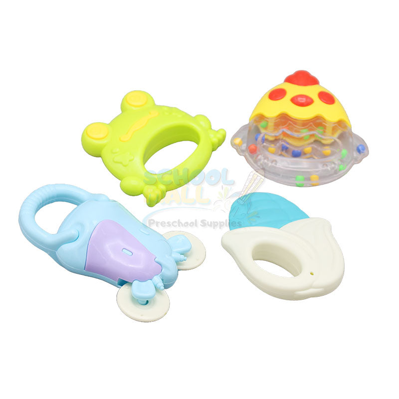 4 Pcs Baby Rattle & Teether Set