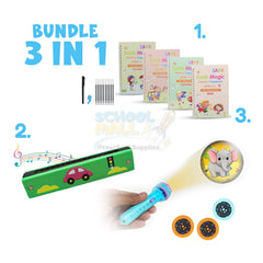 4 Pcs Magic Book with Harmonica & Projector