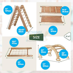 Montessori Wooden Climbing Frame set 4 in 1