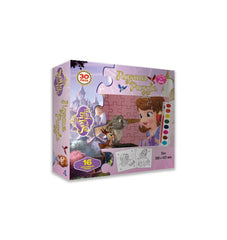 3 in1 Jigsaw Puzzle With Coloring Page & Water color for girls