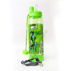 500ml Cartoon Character Water Bottle with Straw & Strap