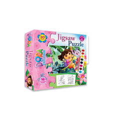 3 in1 Jigsaw Puzzle With Coloring Page & Water color for girls