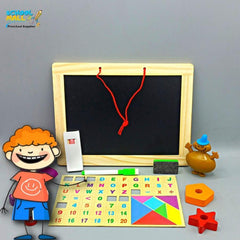 Wooden Black & White Board Medium - Magnetic Alphabets & Numbers