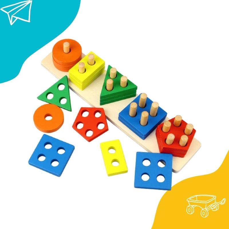Set Shape Toy 5 Column Wooden Geometric Shape Matching Toy – School Mall ...
