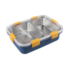 2 Partition Lunch Box Stainless Steel with Spoon & Chopstick 01975