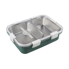 2 Partition Lunch Box Stainless Steel with Spoon & Chopstick 01975