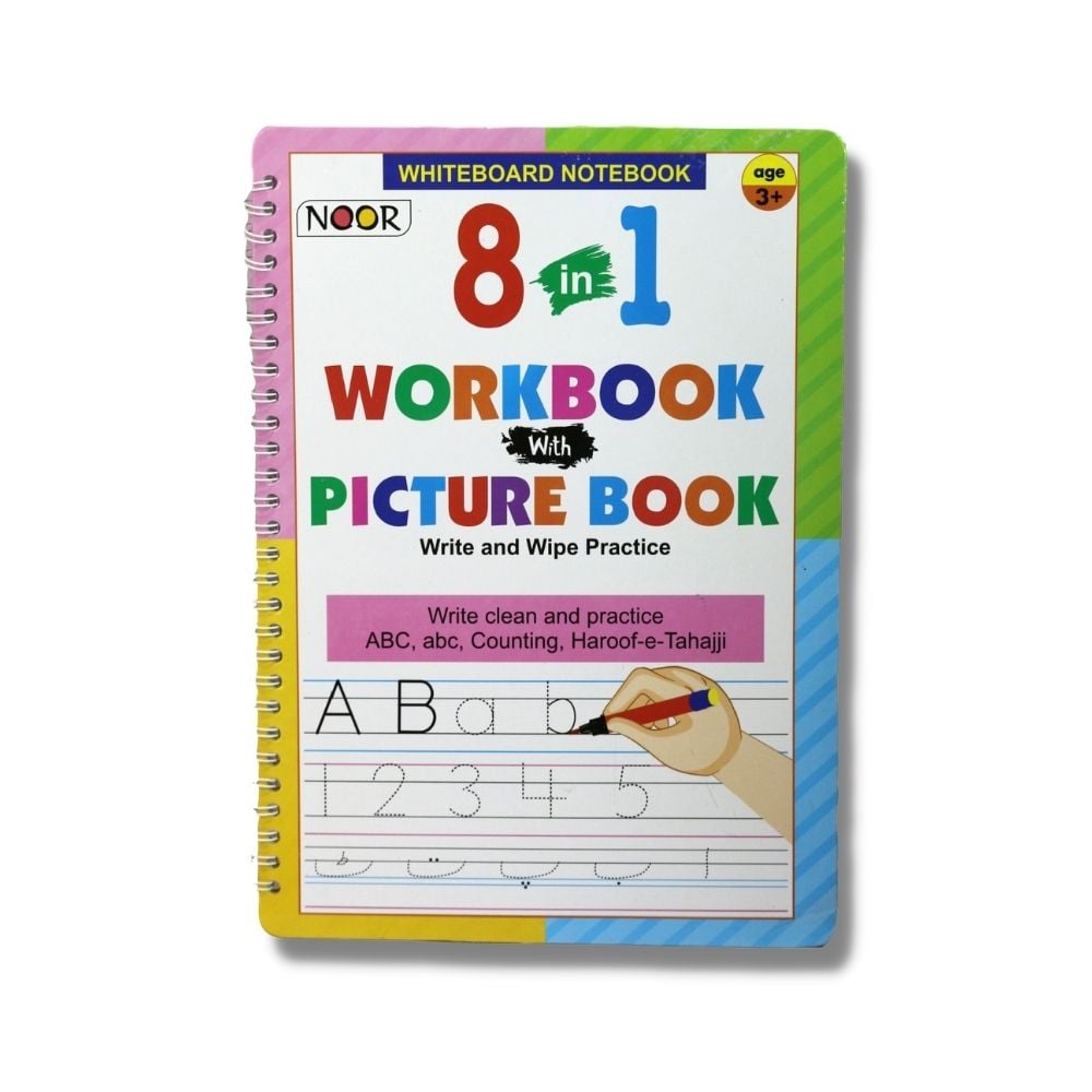 8 in 1 Write and Wipe Practice Book With Marker And Duster