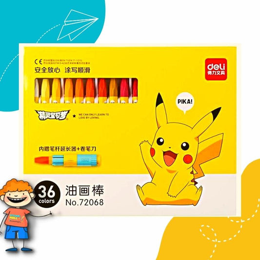 Wax Pikachu Crayon Color 36 Colours Per Box