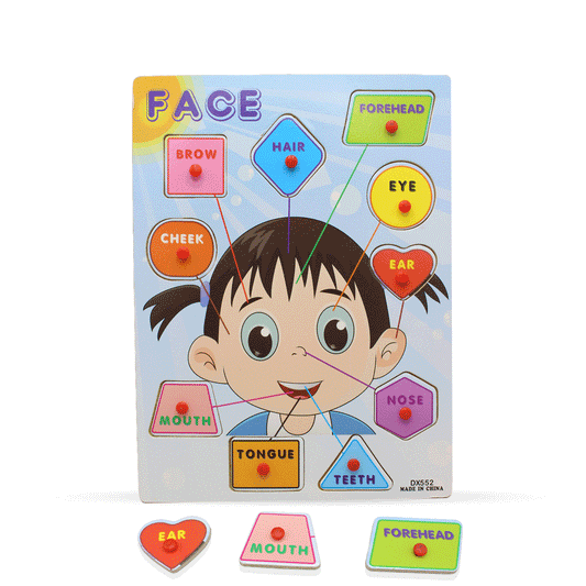 Face Parts Wooden Peg Puzzle Board