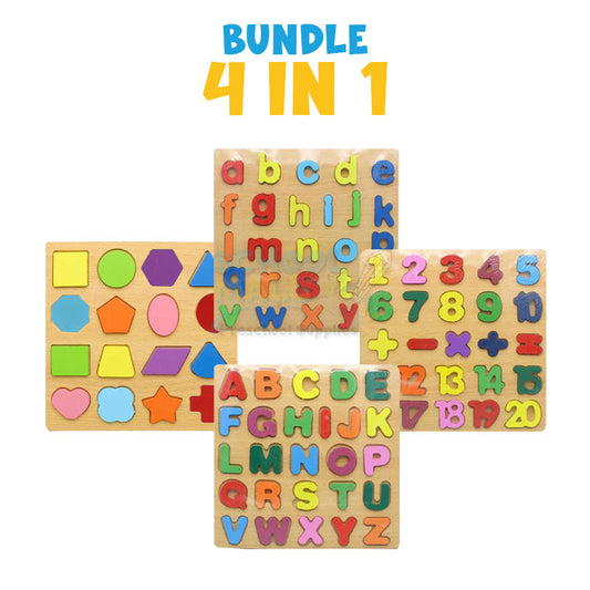 4-in-1 Bundle 3D Wooden Puzzle Board