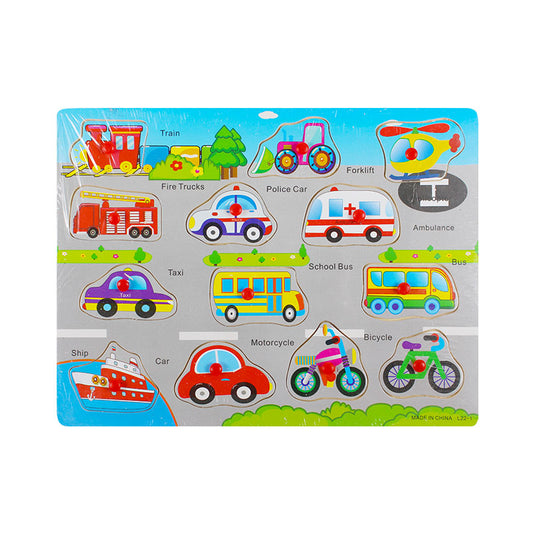 Colorful Wooden Peg Board (Vehicles) - GTW-3023