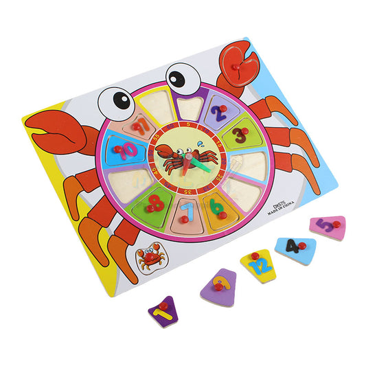 Crab Teaching Clock Wooden Board