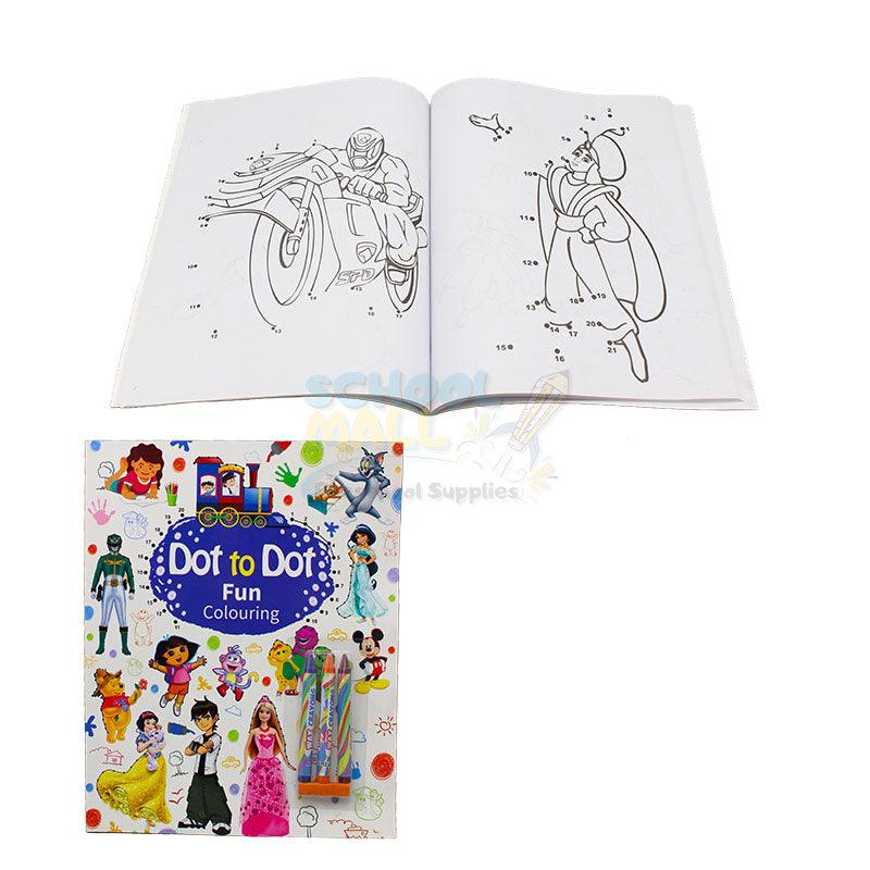 Dot to Dot Coloring Book with Crayon Colors