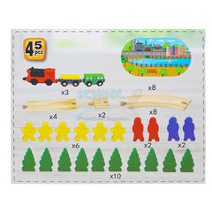 Electric Train with Light Wooden Tracks Set 45 Pcs