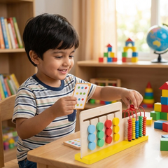 Wooden Four Color Game Calculation Stand with Abacus