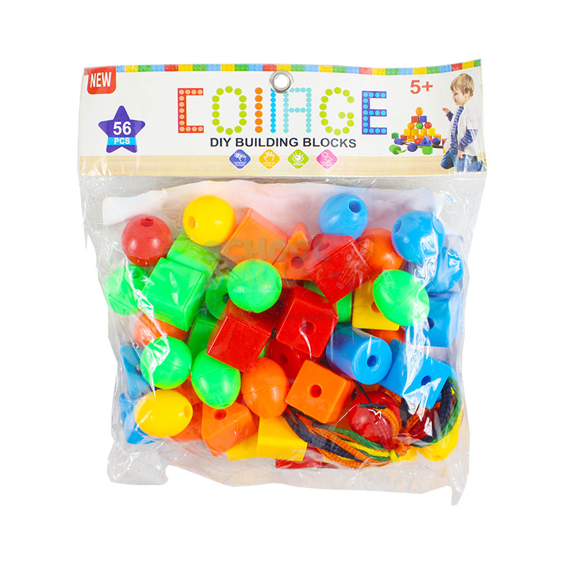 Geometrical Lacing Beads Set for Kids (56 Pcs)