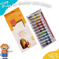 12 Oil Colors Tubes With Brush