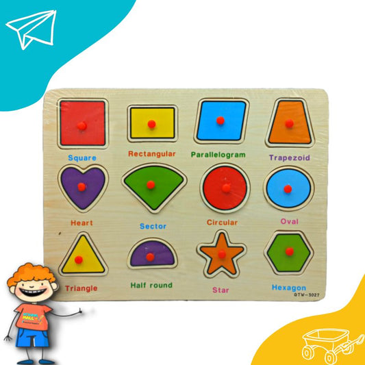 Wooden Puzzle Shapes Board with Names  A-4