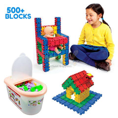 Bucket of 500+ Pcs Building Blocks