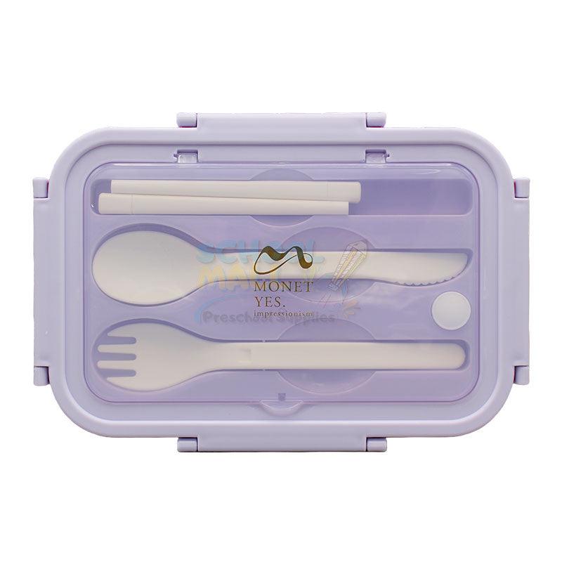 3 Compartment Lunch Box with Spoon Fork & Chopsticks