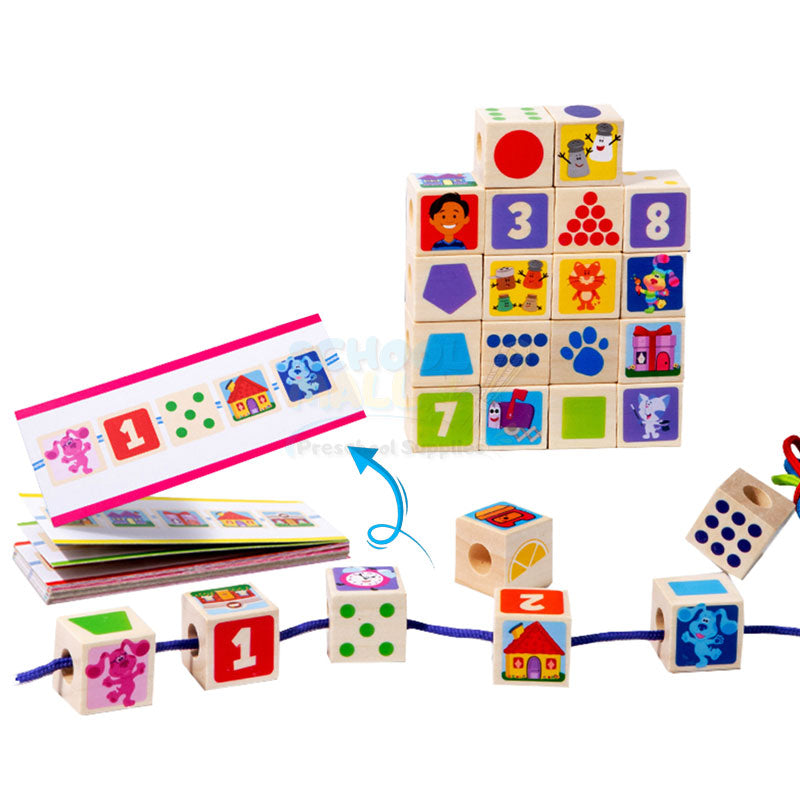 Montessori Wooden Beaded Building Blocks Game