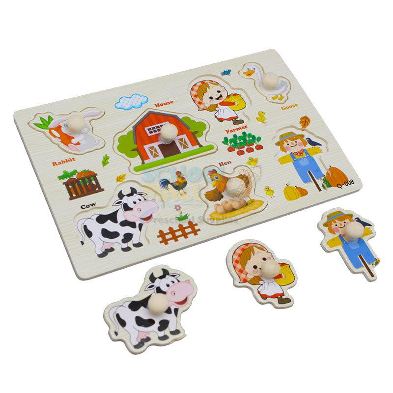 Montessori Wooden Farm Peg Puzzle Board (1590H)