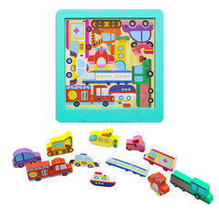 Montessori Wooden Vehicles Jigsaw Puzzle Board
