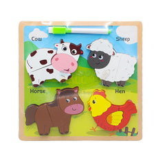 Multifunctional Wooden Puzzle Drawing Board