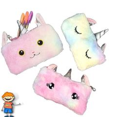 Unicorn Feather Fur Rainbow Colors Pouch