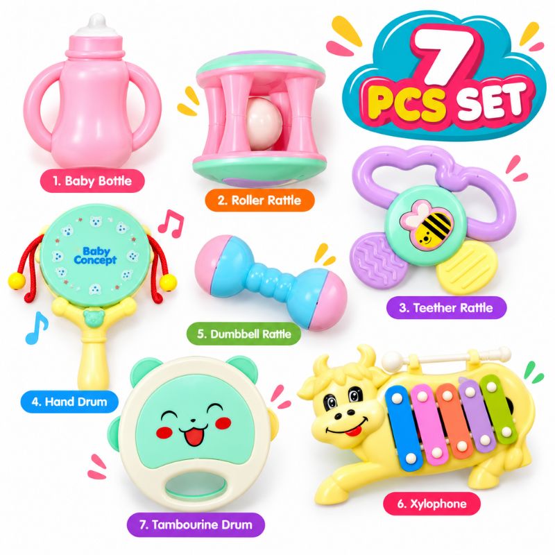 Dynamic Baby 7 Pcs Rattle & Musical Toy Set 00811