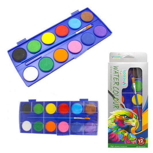 Vneeds 12 Pcs Vibrant Water Colors