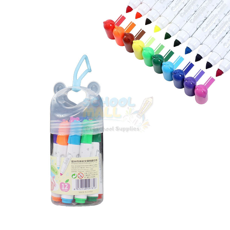 Washable Color Markers Set 12 Pcs with Storage Case