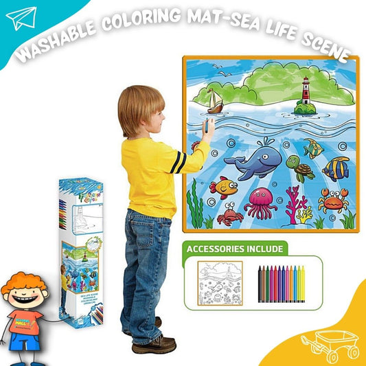 Washable Coloring Mat - Sea Life (Small-50*50 cm)