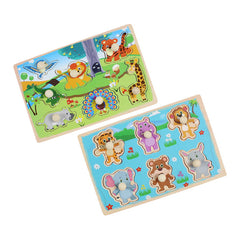 Montessori Wooden Animal Peg Puzzle Board (1590A)
