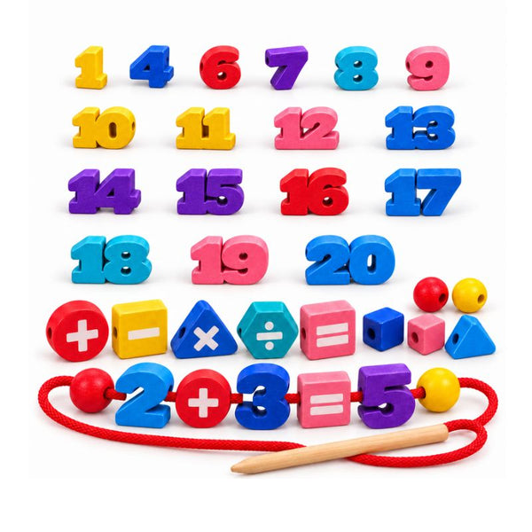 Wooden Number Lacing Beads & Maths Blocks Set
