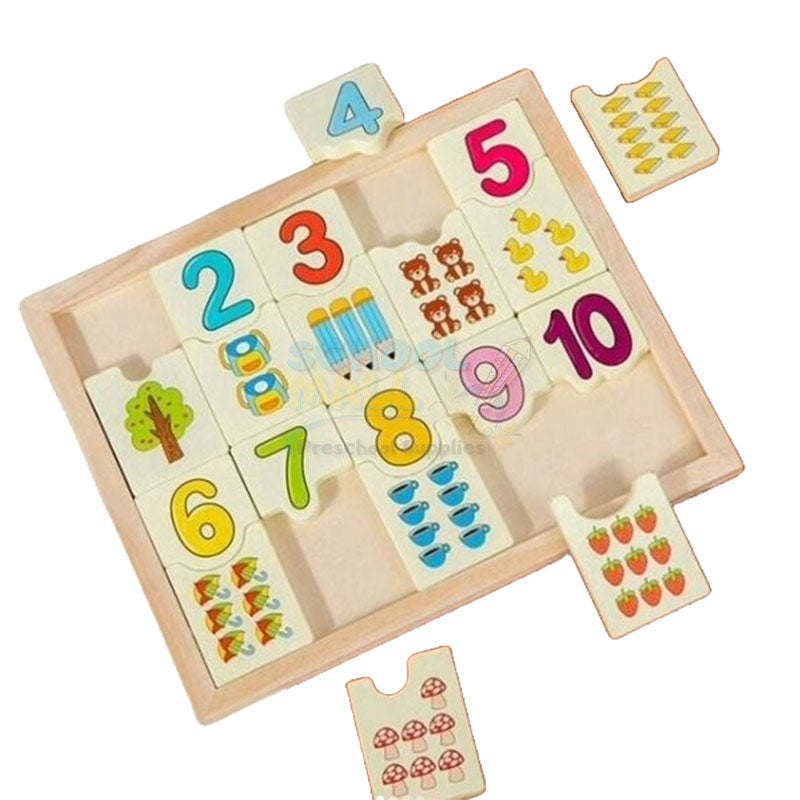 Wooden 1-10 Number with Pictures Puzzle Board