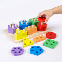 Wooden 6 Sets of Shape Matching Blocks