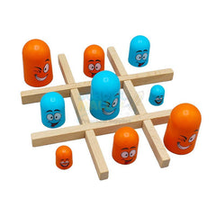 Wooden Emoji Tic Tac Toe Tache Board Game